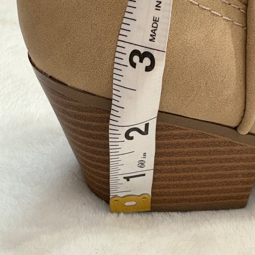 Tan Western Cowboy Boots Indigo Rd. Embroidered Mid-Calf Stacked Heel Womens 7M - Picture 9 of 15